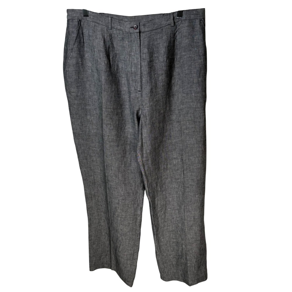 JM Collection 16W 100% Linen Pant Flowy Lightweight Straight Chic Workwear EUC